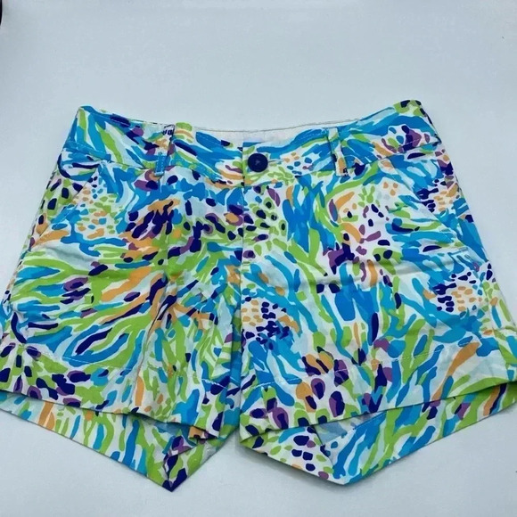 Lilly Pulitzer Womens Shorts The Callahan Short Size 00 Multicolor Blue Green - Picture 1 of 7